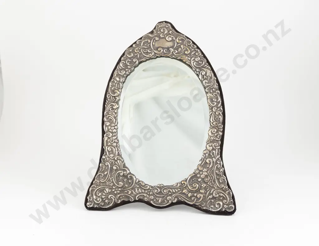 QEII S/S Ornately Embossed Table Vanity Mirror Image 1++