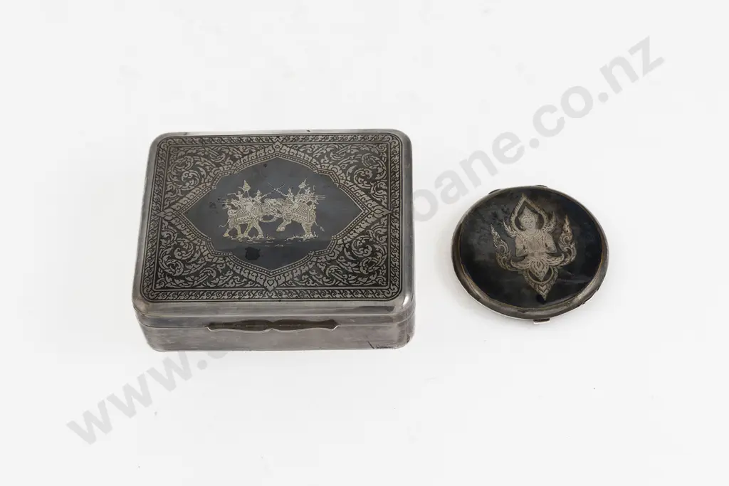 Thai S/S Niello Work Cigarette Box Image 1++