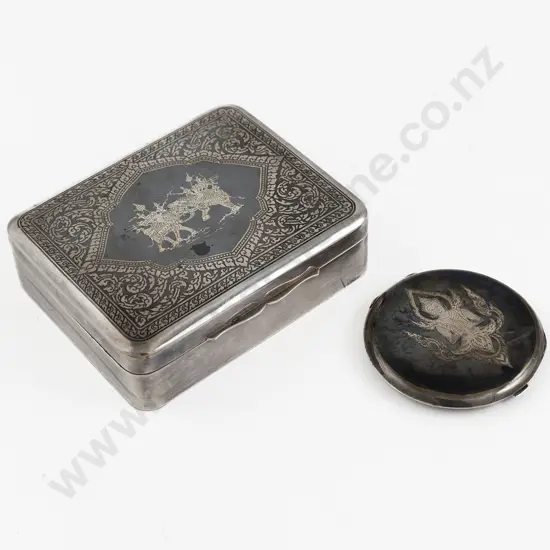 Thai S/S Niello Work Cigarette Box