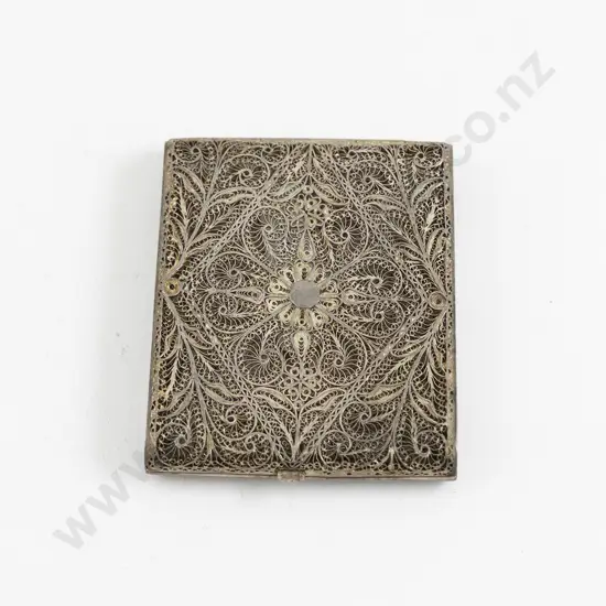 Mid C20th Silver Filigree Cigarette Case