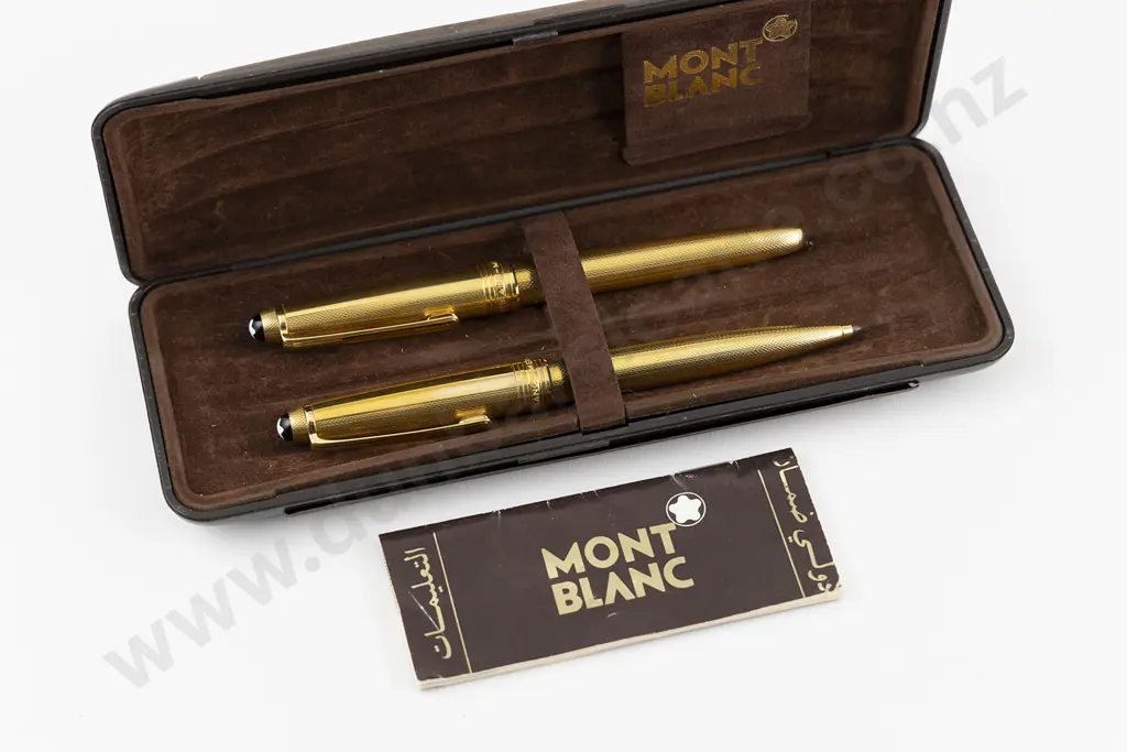 Cased Mont Blanc Meisterstuck Fountain Pen and Ballpoint Pen Set Image 1++