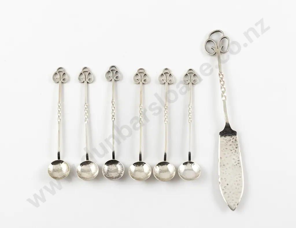 Set Of 6 Handcrafted S/S Spoons & Butter Knife By Sargisons Hobart Tasmania Image 1++