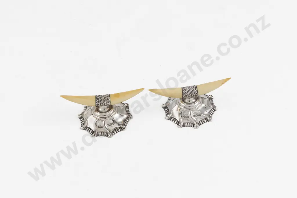 Pair Edwardian S/S and Ivory Knife Rests Image 1++