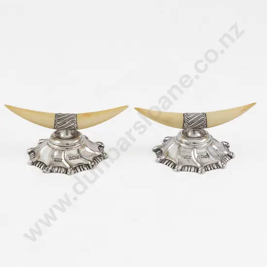 Pair Edwardian S/S and Ivory Knife Rests
