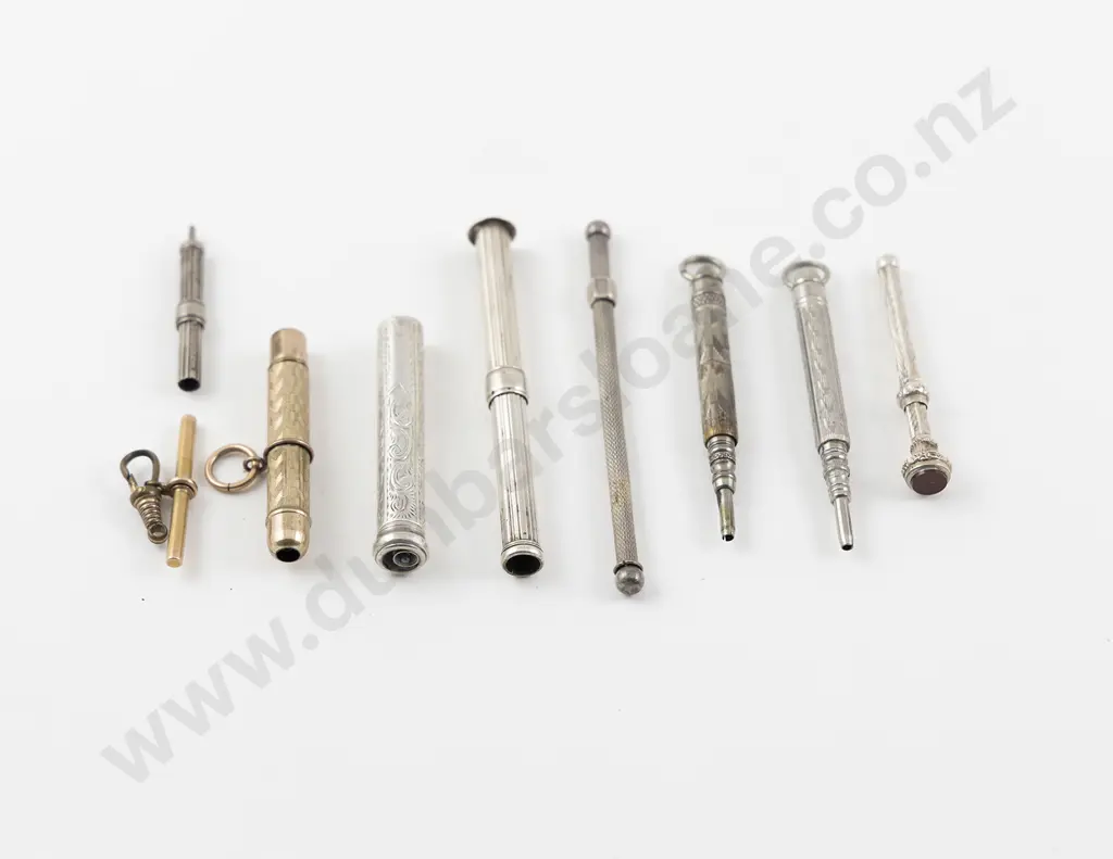 8 S/S & Other Propelling Pencils & Albert Chain Bar Image 1++