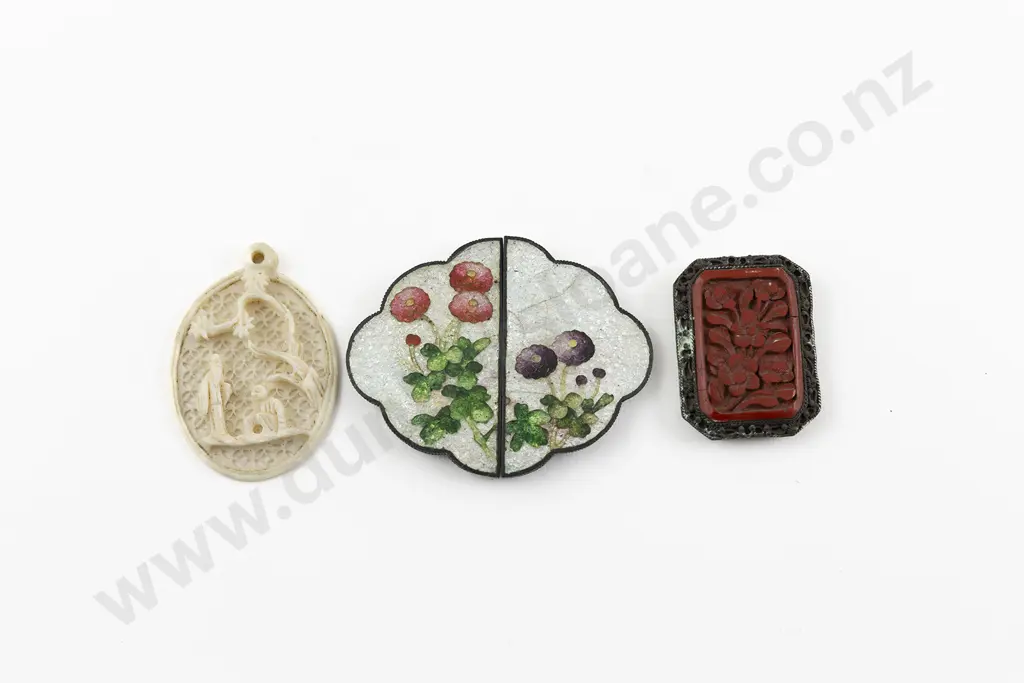 Japanese Cloisonne 2Piece Belt Buckle Image 1++
