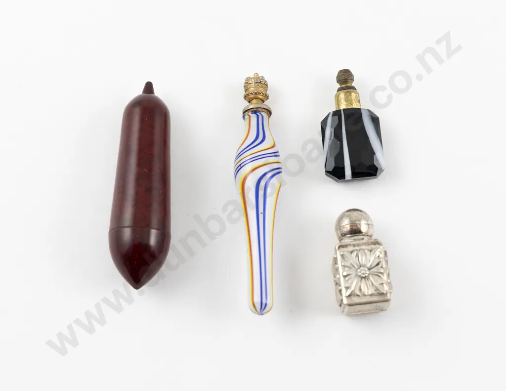Bakelite Needle Case & 3 Small Scent Flasks Image 1++
