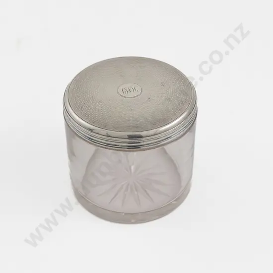 Vict S/S Topped Cut Glass Hair Grip Holder