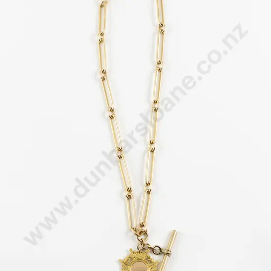 Edwardian 15ct Rail Link Albert Chain with 9ct Medallion Fob