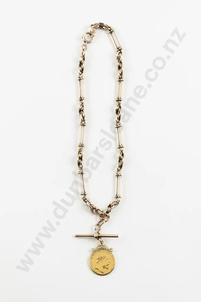 Edwardian 9ct Rail and Roped Link Albert Chain Image 1++