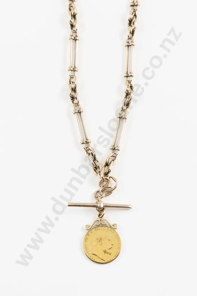 Edwardian 9ct Rail and Roped Link Albert Chain Image 1++