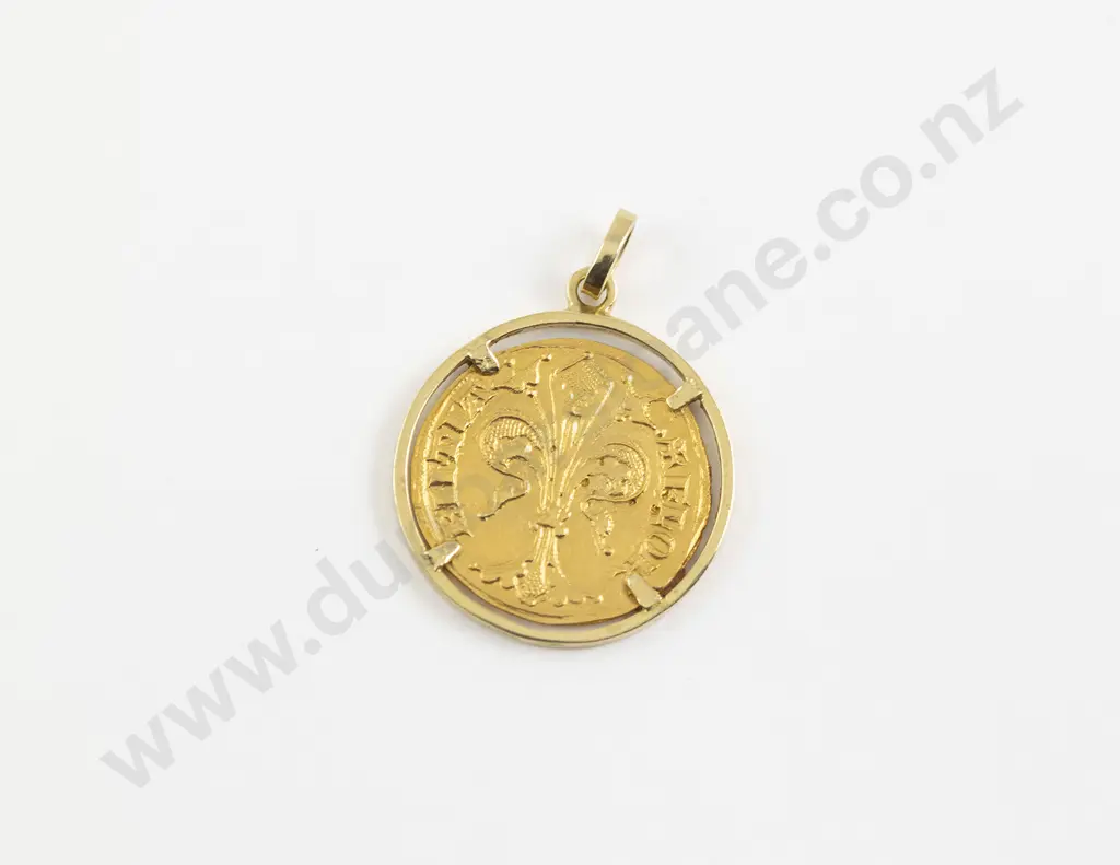 C1300 Medieval Italian Gold Florin Minted in Florence Pendant Image 1++