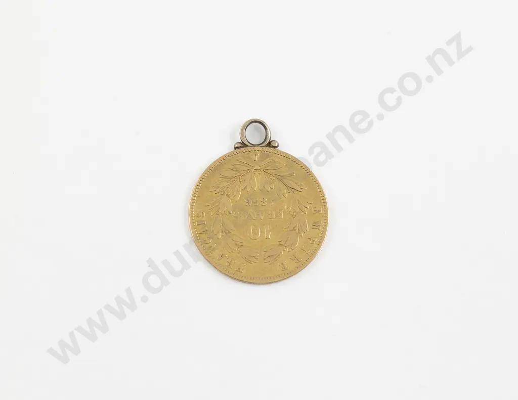 1856 A 10 Francs Gold Coin Pendant Image 1++