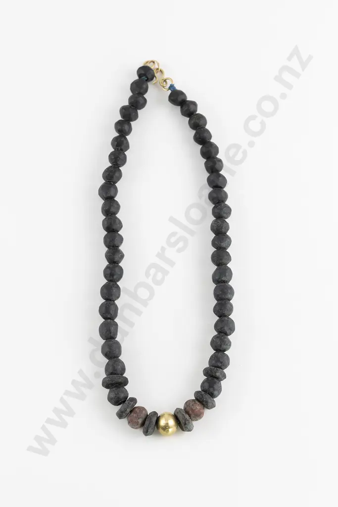 NZ Jeweller Barry Clarke 18ct Granite Bead Necklace Image 1++