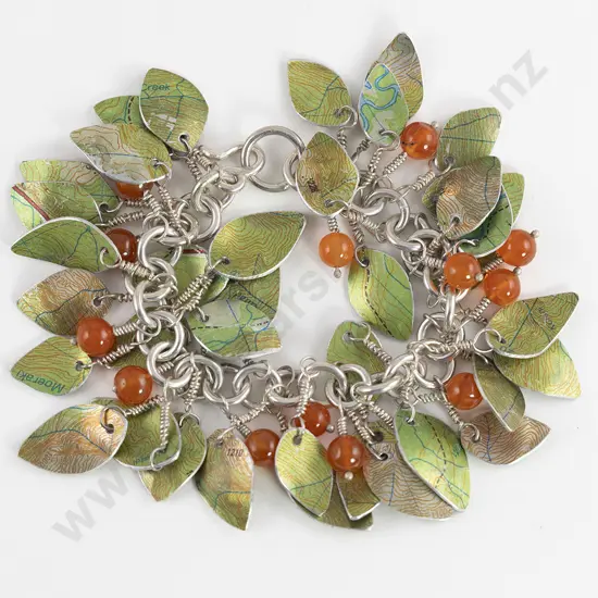 NZ Jeweller Lynn Kelly S/S Aluminium and Carnelian Bracelet