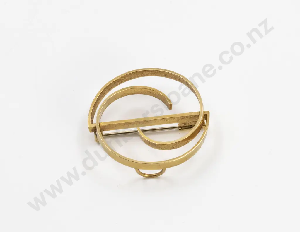NZ 18ct Kobi Bosshard Modern Design Brooch Image 1++