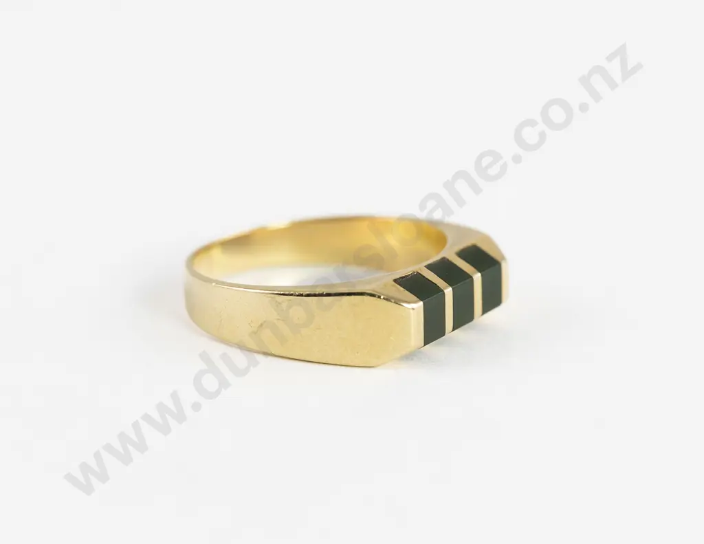 14ct Greenstone Stone Band Ring Image 1++