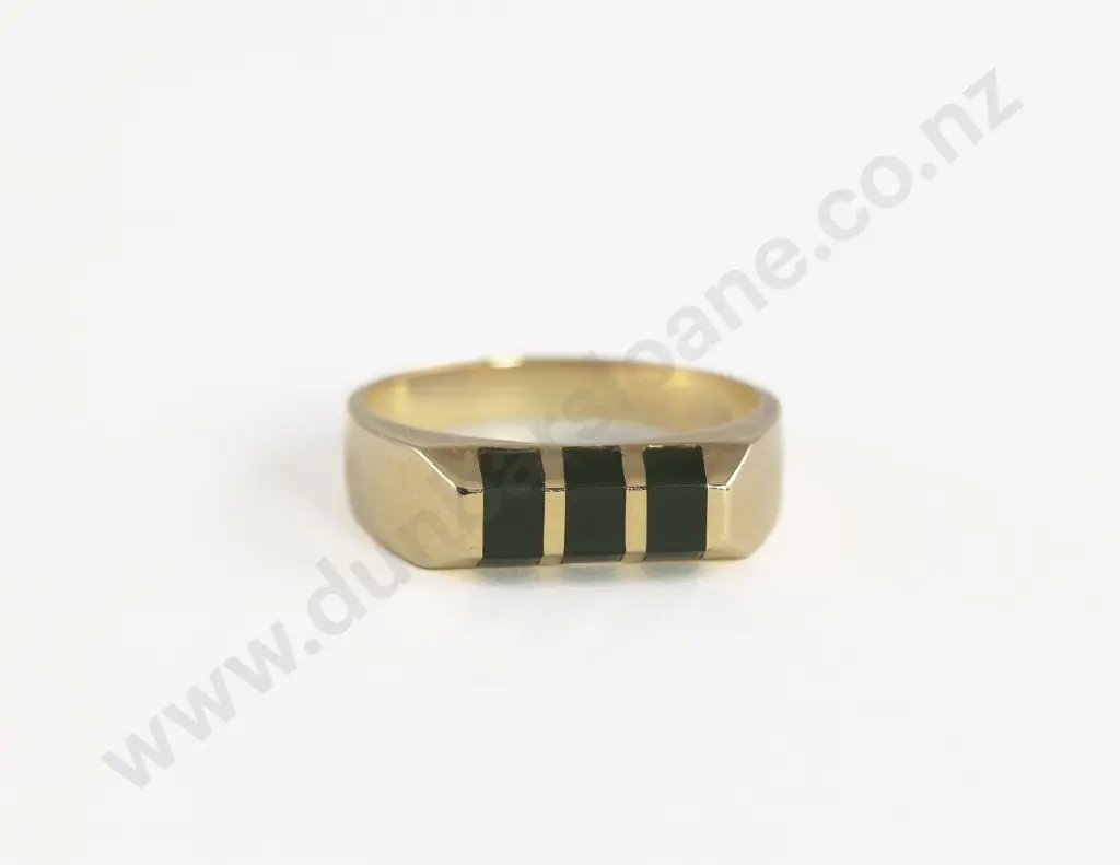 14ct Greenstone Stone Band Ring Image 1++