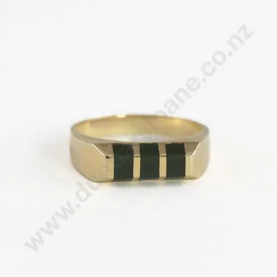 14ct Greenstone Stone Band Ring