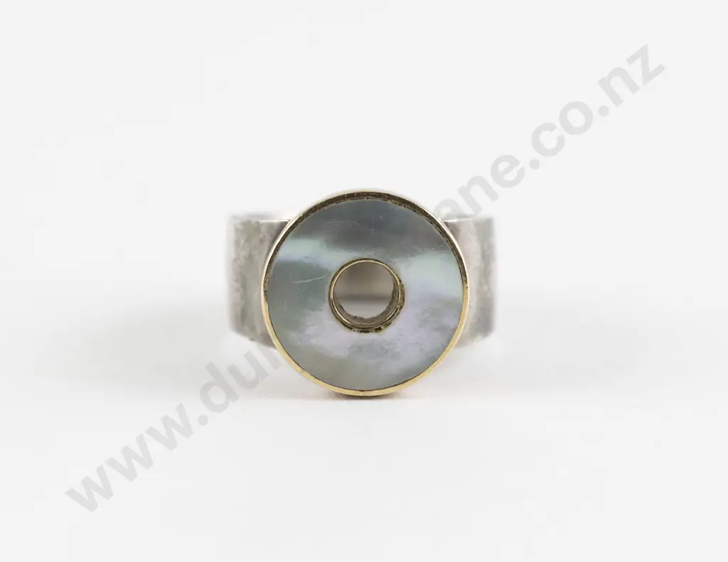 Contemporary Gold Silver and MOP Dress Ring Image 1++