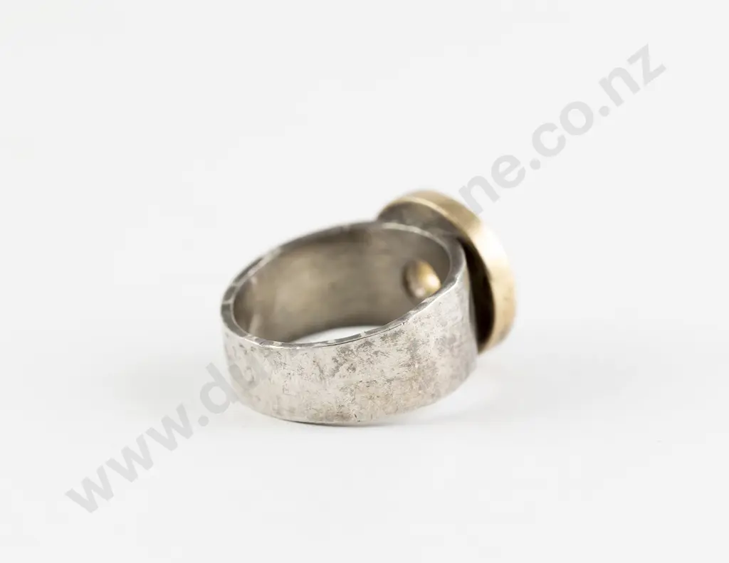 Contemporary Gold Silver and MOP Dress Ring Image 1++