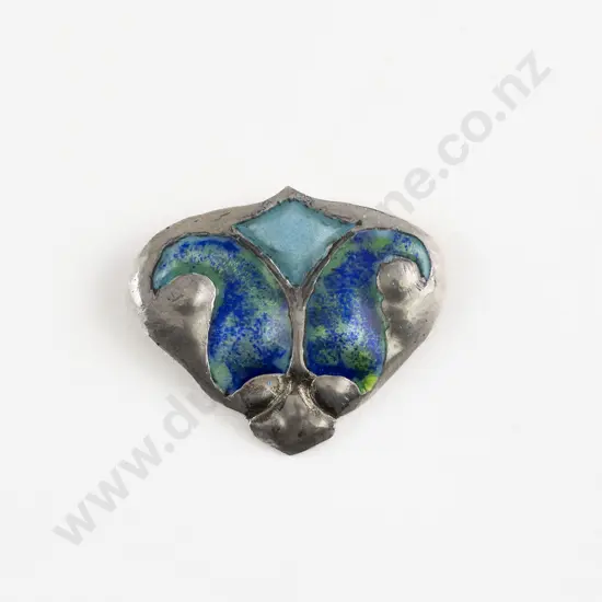 NZ Silver Reuben Watts Enamel Arts and Crafts Brooch