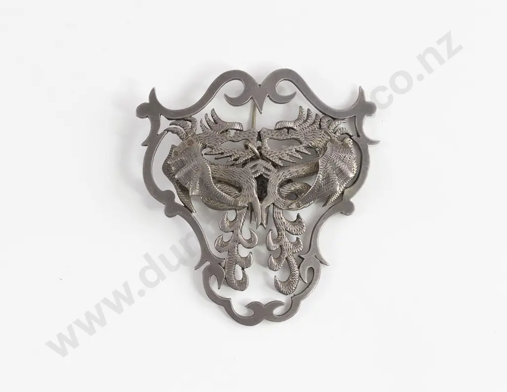 NZ Tony Buller Patoni Twin Dragon Shield Brooch Image 1++
