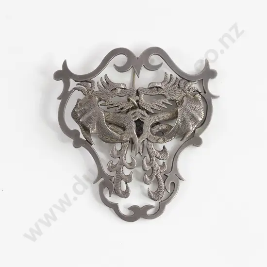 NZ Tony Buller Patoni Twin Dragon Shield Brooch