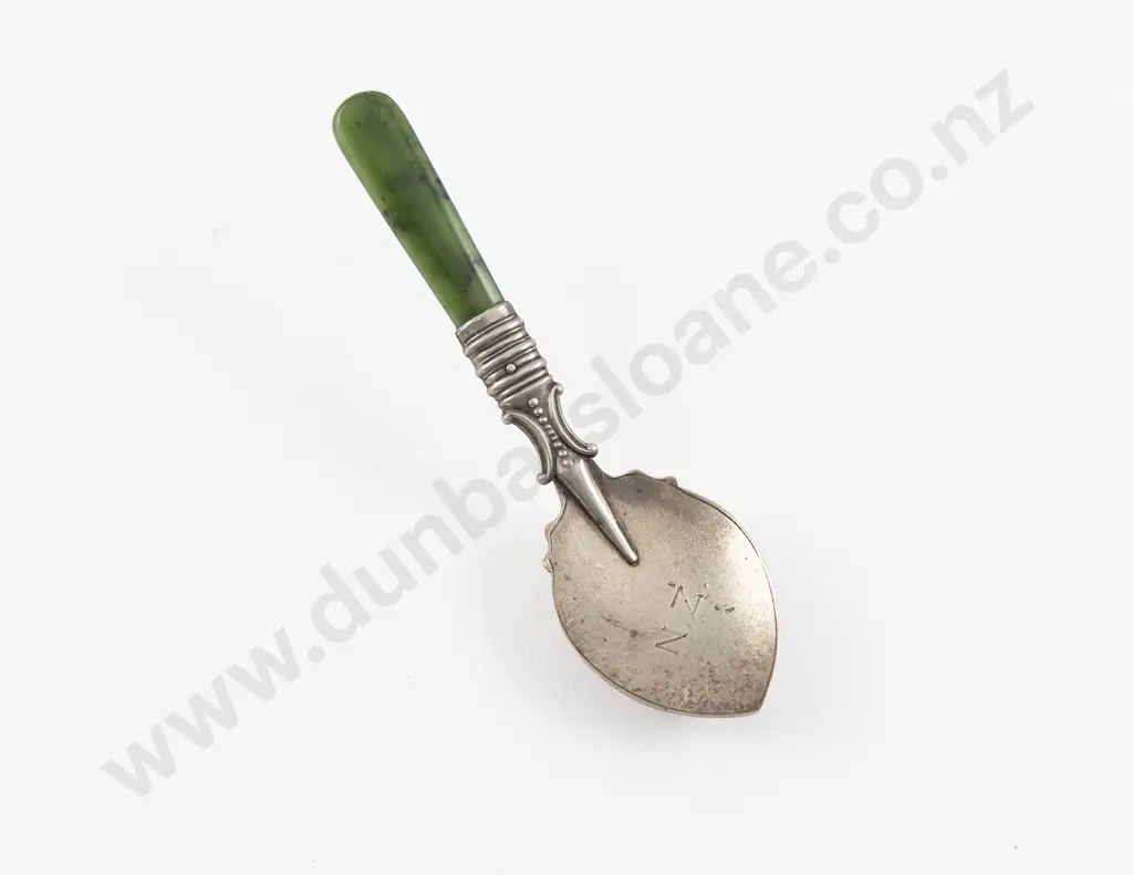 NZ S/S & Greenstone Handled Jam Spoon Image 1++