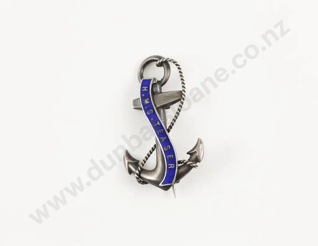 WWII S/S and Enamel 'Sweetheart' Brooch for H.M.S. Teaser Image 1++