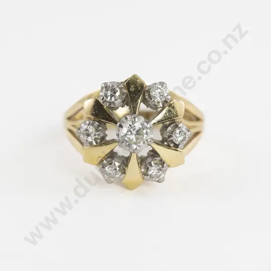 Mid C20th Seven Stone Diamond Cluster Ring