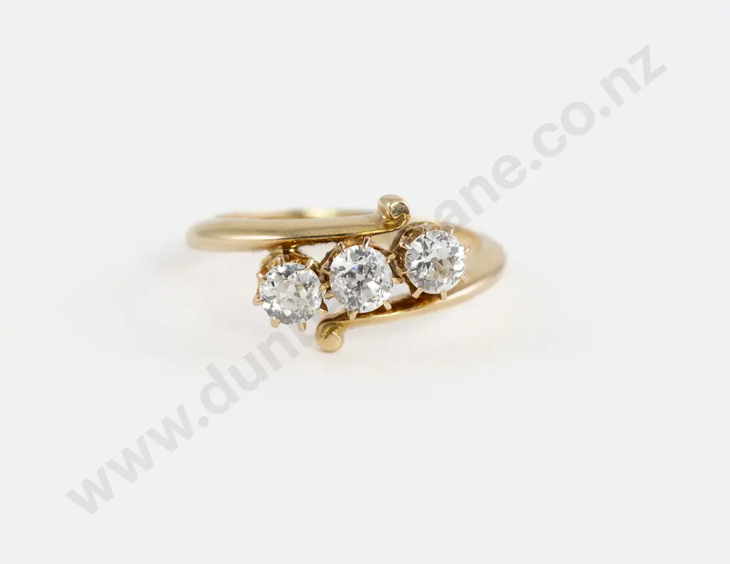 Victorian 18ct Three Stone Bridge Diamond Ring Image 1++
