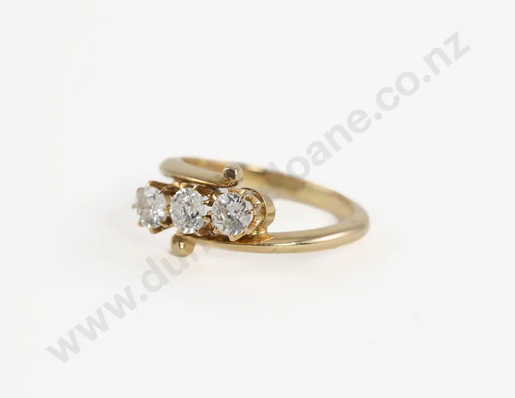 Victorian 18ct Three Stone Bridge Diamond Ring Image 1++