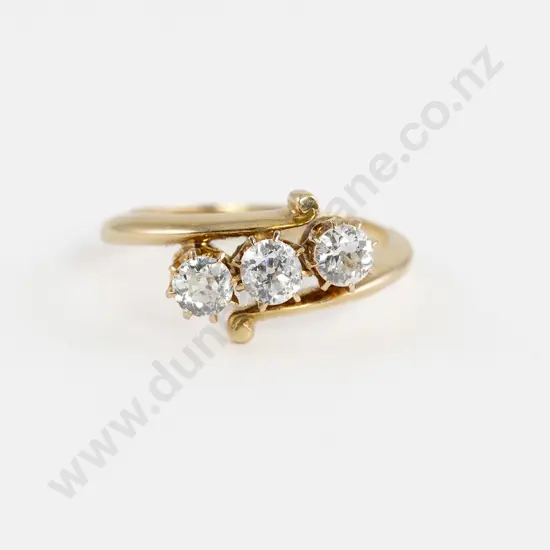 Victorian 18ct Three Stone Bridge Diamond Ring