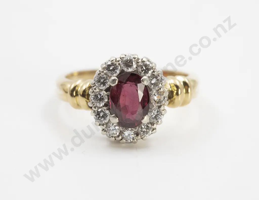 18ct 13stone Ruby and Diamond Cluster Ring Image 1++