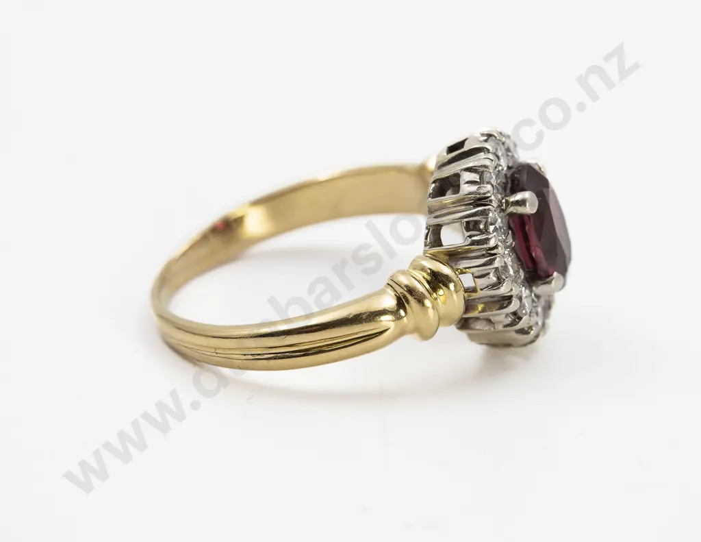 18ct 13stone Ruby and Diamond Cluster Ring Image 1++