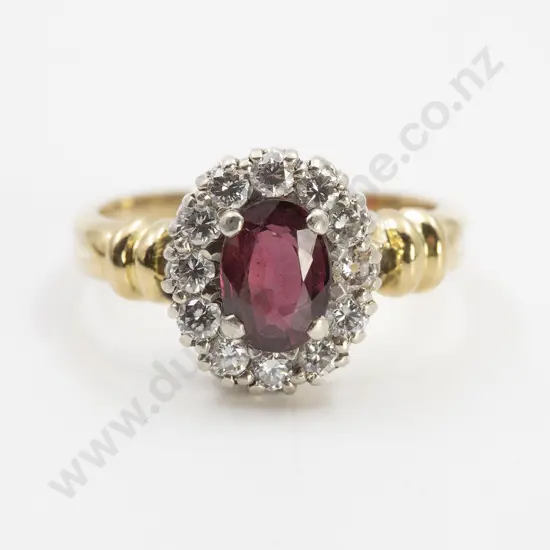 18ct 13stone Ruby and Diamond Cluster Ring