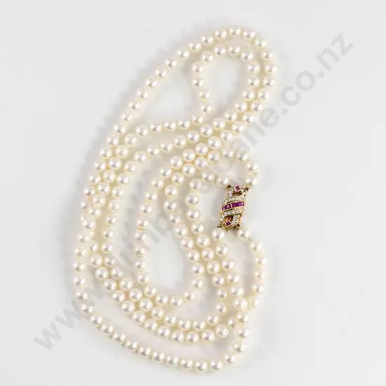 Uniform Double Strand Cultured Pearl Necklace