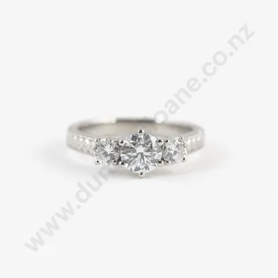 All Platinum Three Stone Diamond Bridge Ring
