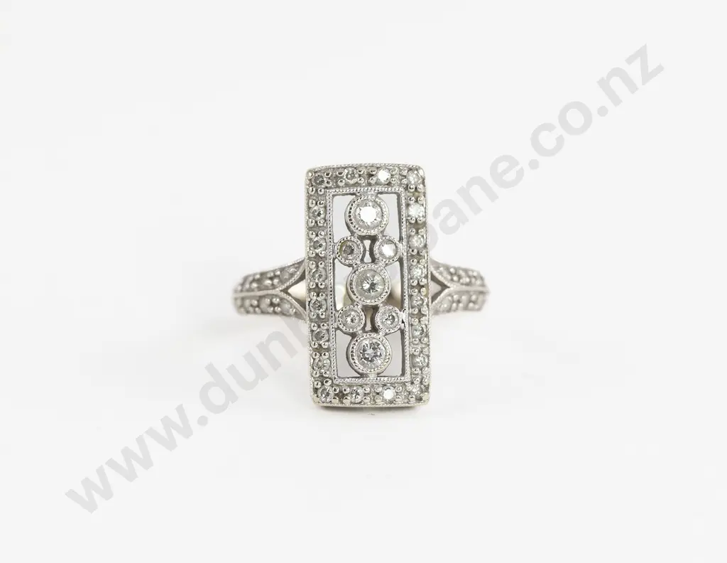 18ct White Gold Art Deco Style 39stone Diamond Cluster Ring Image 1++