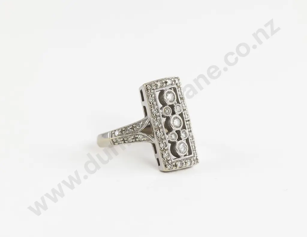 18ct White Gold Art Deco Style 39stone Diamond Cluster Ring Image 1++
