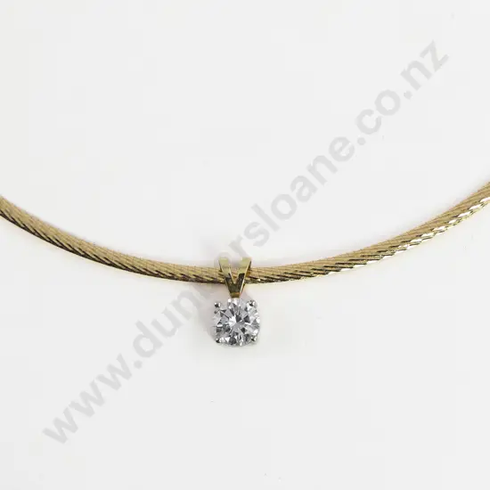 18ct Yellow and White Gold Solitaire Diamond Pendant on Omega Necklace