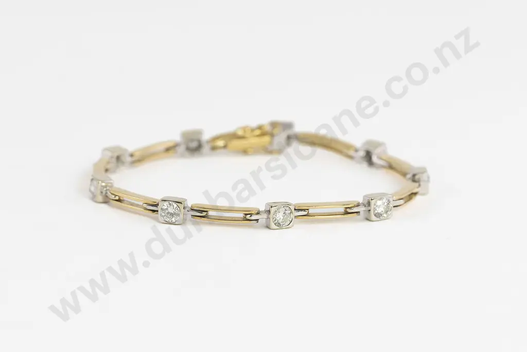 18ct Yellow and White Gold Nine Stone Diamond Bracelet Image 1++