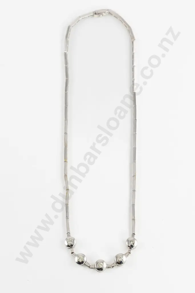 14ct White Gold Five Stone Diamond Necklet Image 1++