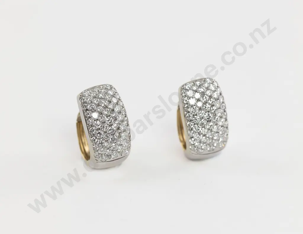 18ct Yellow and White Gold Diamond Hoop Earrings Image 1++