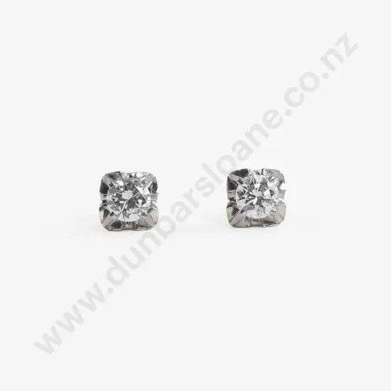 9ct White Gold Diamond Stud Earrings