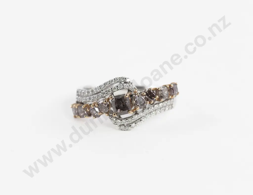 18ct White Gold 59stone Fancy Diamond Band Ring Image 1++