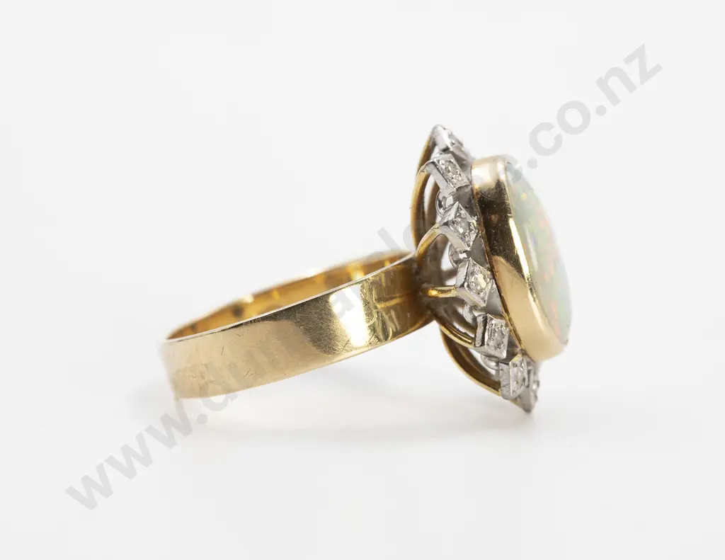 18ct 13stone Opal and Diamond Cluster Ring Image 1++