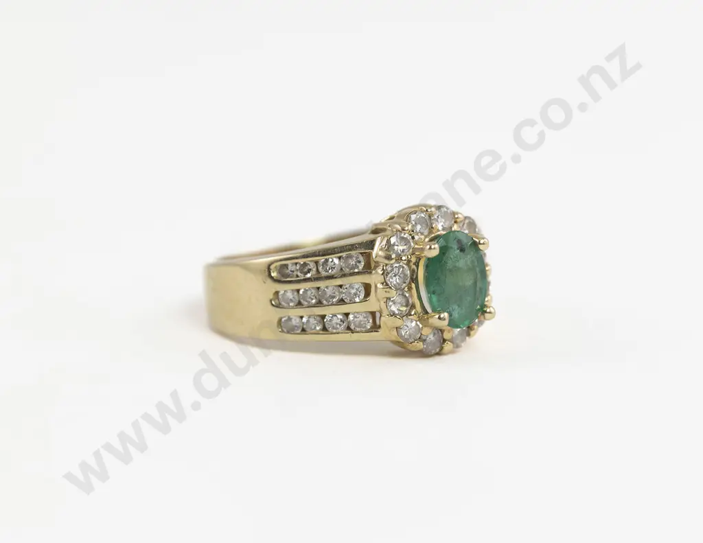 14ct 37stone Emerald and Diamond Cluster Ring Image 1++