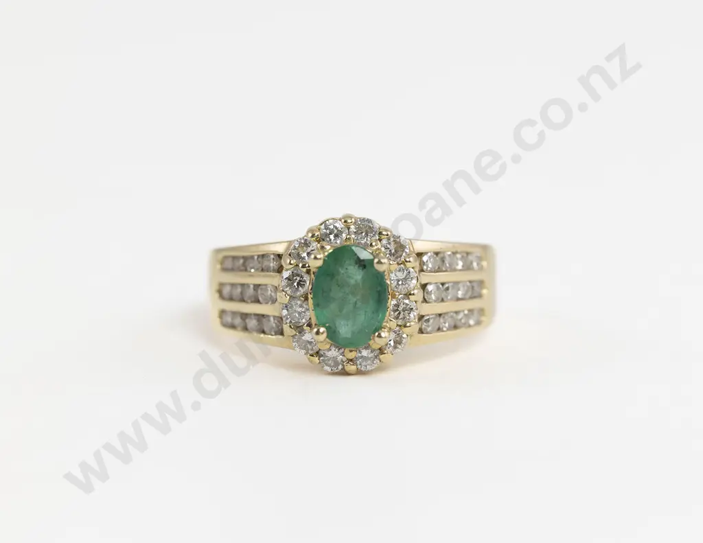 14ct 37stone Emerald and Diamond Cluster Ring Image 1++